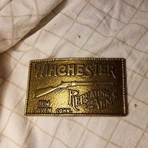 Brass Winchester repeating arms belt buckle